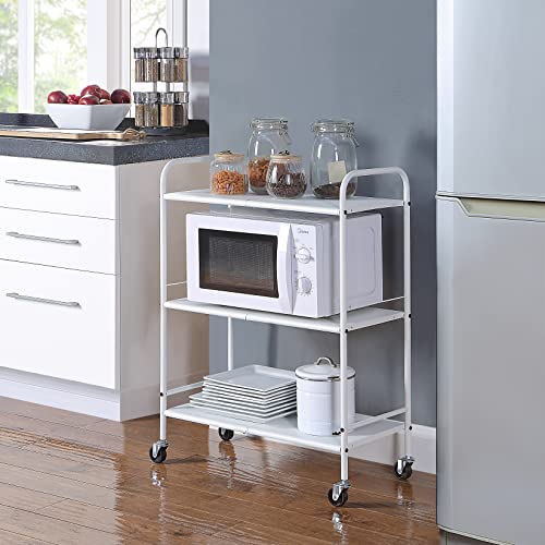 SunnyPoint Metal Rolling Organizer Utility Craft Cart (Large, WHT)