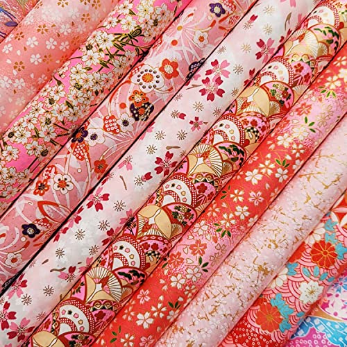 10 Sheets of Japanese Style Thickened Roller Gift Wrapping Paper for Christmas,Wedding,Birthday,Baby Shower,Valentine,Gift Box Packing DIY Craft,17.3" x 23.23" (Pink)