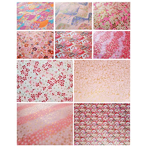 10 Sheets of Japanese Style Thickened Roller Gift Wrapping Paper for Christmas,Wedding,Birthday,Baby Shower,Valentine,Gift Box Packing DIY Craft,17.3" x 23.23" (Pink)