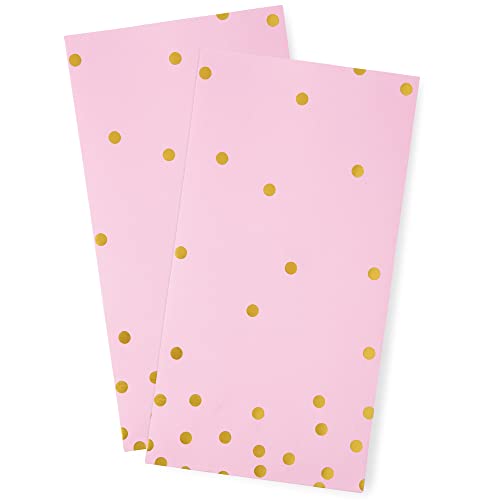 ROYAL BLUEBONNET Pink and Gold Confetti Gift Bags -Set of 24- Pink Paper Goodie Bags and Stickers – Baby Shower Favor Bags, Pink and Gold Party Decorations, Pink Party Supplies, Pink Candy Bags