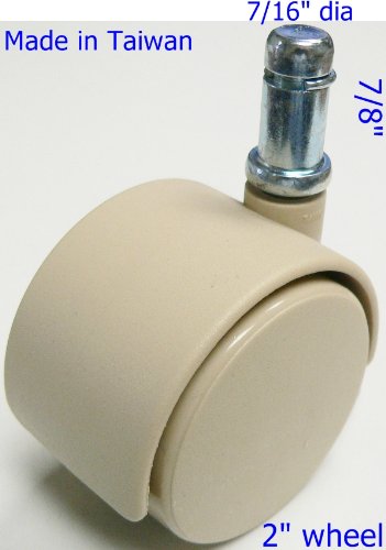 Oajen 2" Chair Caster Wheel Chromcraft, tan, 7/16" x 7/8" or 11mm x 22mm Grip Ring stem, Pack of 5