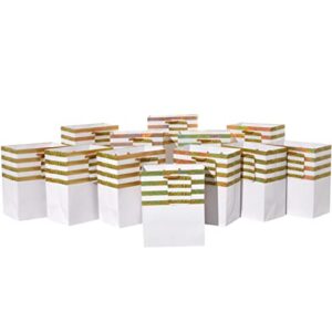 SUNCOLOR 12 Pack 6" Small Gift Bags (Gold Stripe)