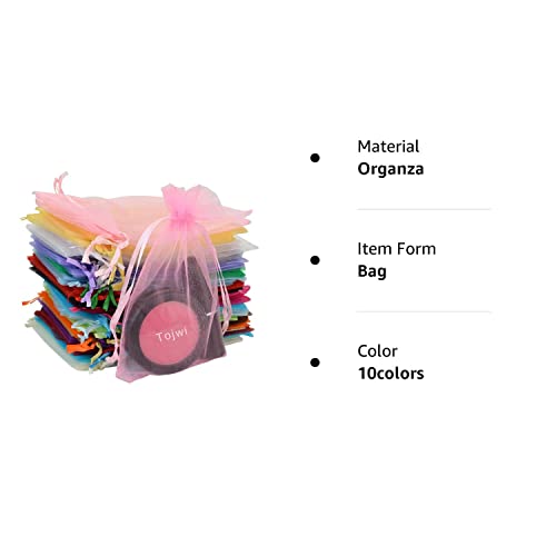 Tojwi 50pcs Organza Bags-Mix Color 3.54''x4.33''(9x11cm) Satin Drawstring Organza Pouch Wedding Party Favor Gift Bag Jewelry Watch Bags