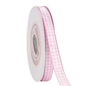 vatin pink and white gingham ribbon, 3/8 x 25yd craft plaid ribbon use for gift wrapping,party decoration,hair accessories craft and christmas gift wrapping fall ribbons thanksgiving wrapping ribbon