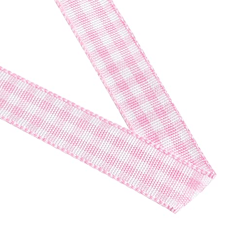 VATIN Pink and White Gingham Ribbon, 3/8 x 25Yd Craft Plaid Ribbon Use for Gift Wrapping,Party Decoration,Hair Accessories Craft and Christmas Gift Wrapping Fall Ribbons Thanksgiving Wrapping Ribbon