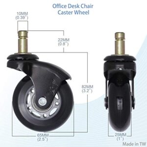 2.5 inch IKEA Office Chair Caster Wheel Replacement for Roller-Blade Wheels Heavy Duty Casters for Hardwood Floors Safe (Stem Size10mm x 22mm) (2.5 inch Black, Grey/Black)