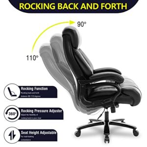 Big and Tall Office Chair 400lb- Adjustable Lumbar Support, Heavy Duty Metal Base, High Back Large Executive Office Chair, Computer Desk Chair Ergonomic Design for Back Pain, Black