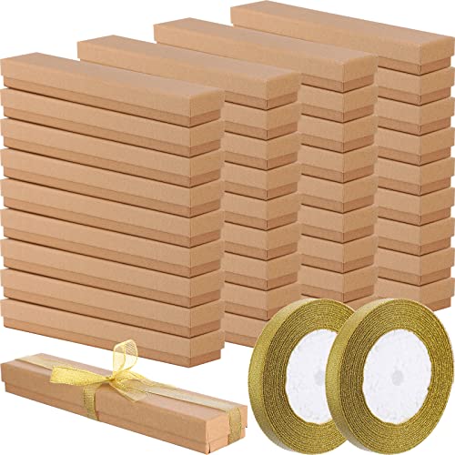 36 Pcs Jewelry Necklace Gift Boxes Sponge Filled Boxes Jewelry Cardboard Jewelry Boxes Necklace with Gold Ribbon Boxes Necklace Packaging for Wedding Birthday Anniversary Ceremony(Khaki)