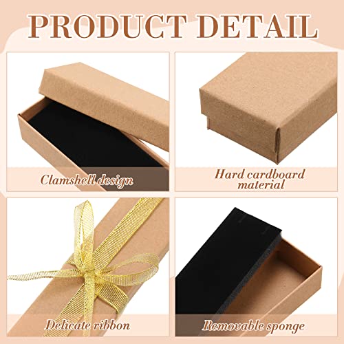 36 Pcs Jewelry Necklace Gift Boxes Sponge Filled Boxes Jewelry Cardboard Jewelry Boxes Necklace with Gold Ribbon Boxes Necklace Packaging for Wedding Birthday Anniversary Ceremony(Khaki)