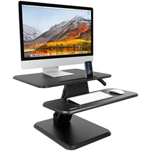 Mount-It! Height Adjustable Standing Desk Converter, 25” Wide Desktop - Sit-Stand Converting Desks with Gas Spring for Home, Office - Stand-Up Computer Workstation Desktops