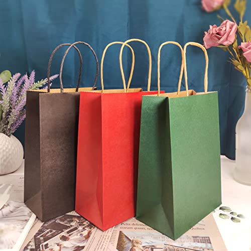 GARROS Red Kraft Paper Bags 5.8x3x8 Inches,New Years gift bags,Gift Bags,Kraft Bags With Handles,Paper Shopping Bags,Thanksgiving,Merchandise Bags,Valentines Day,Baby Shower,6-Pcs Each