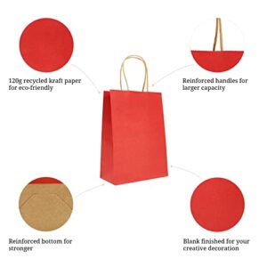 GARROS Red Kraft Paper Bags 5.8x3x8 Inches,New Years gift bags,Gift Bags,Kraft Bags With Handles,Paper Shopping Bags,Thanksgiving,Merchandise Bags,Valentines Day,Baby Shower,6-Pcs Each