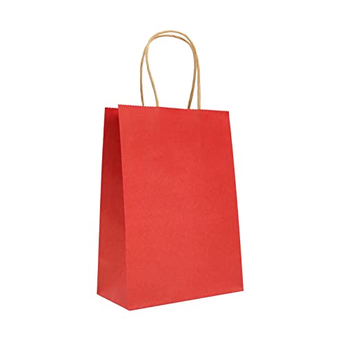 GARROS Red Kraft Paper Bags 5.8x3x8 Inches,New Years gift bags,Gift Bags,Kraft Bags With Handles,Paper Shopping Bags,Thanksgiving,Merchandise Bags,Valentines Day,Baby Shower,6-Pcs Each