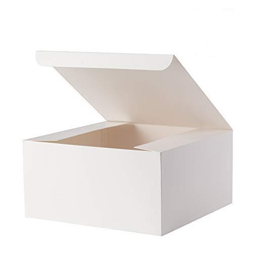 GEFTOL Gift Box 10 Pack 8 x 8 x 4 inches Fold Box Paper Gift Box Bridesmaids Proposal Box for Bridal Birthday Party Christmas (White)