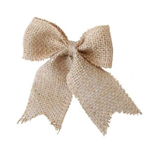 10 pcs burlap bows bow tie ornaments handmade rustic bowknot wedding decor bows bowknot embellishments for diy art craft gifts wrapping home wedding party supplies decoration (style b)