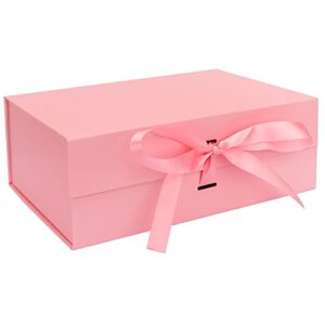 younik luxury gift box 10.2x7x3.2 pink gift packaging for graduation, birthday, anniversaries, wedding, baby shower, father’s day present. groomsmen bridesmaid box…