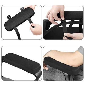 MOSISO Chair Armrest Pads (2 Pack), Memory Foam Home/Office Chair Arm Rest Covers Comfy Computer Gaming Chair Cushion Removable Washable Elbow Support Forearm Pressure Relief, Black