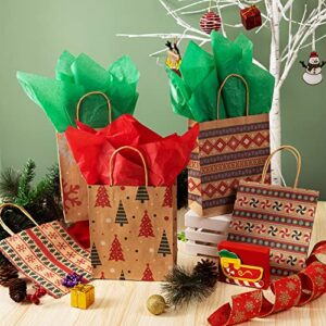 JOYIN 48 PCS Christmas Gift Bags, Kraft Bags with Handle Christmas Characters for Christmas Party Favors, Gift Giving, Holidays Decorations, Xmas Treat Bags