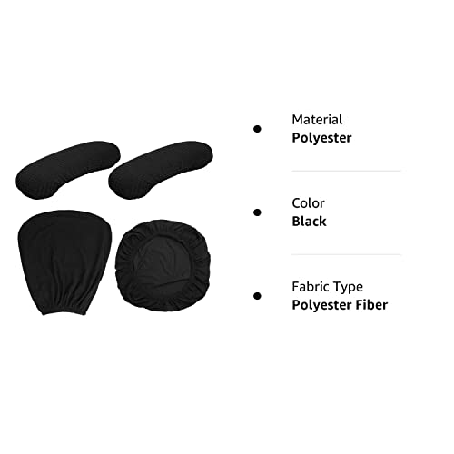 4 Pieces Computer Office Chair Covers Set Universal Protective & Stretchable Chair Seat Covers Desk Chair Armrest Covers Slipcovers Black Pads Office Cushion Backrest for Boss Rotating Chairs