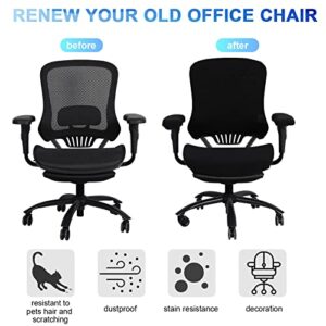 4 Pieces Computer Office Chair Covers Set Universal Protective & Stretchable Chair Seat Covers Desk Chair Armrest Covers Slipcovers Black Pads Office Cushion Backrest for Boss Rotating Chairs