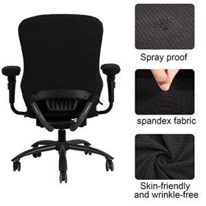 4 Pieces Computer Office Chair Covers Set Universal Protective & Stretchable Chair Seat Covers Desk Chair Armrest Covers Slipcovers Black Pads Office Cushion Backrest for Boss Rotating Chairs