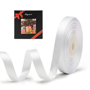 solid color white satin ribbon 1/2 inch x 25 yard, ribbons perfect for crafts, hair bows, gift wrapping, wedding party decoration and more