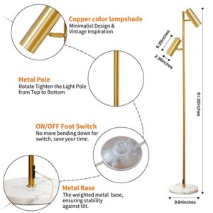 Hsyile Lighting KU300211 Cozy Elegant Modern Creative Bedroom & Living Room Floor Lamp,Tall Pole Uplight for Office - with Bulb - Brass Finish - Adjustable Tree Floor Lamp with 2 Bulbs