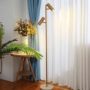 Hsyile Lighting KU300211 Cozy Elegant Modern Creative Bedroom & Living Room Floor Lamp,Tall Pole Uplight for Office - with Bulb - Brass Finish - Adjustable Tree Floor Lamp with 2 Bulbs