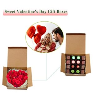 Brown Valentine's Day Gift Boxes 10 Pack 8x8x4 Inches, Paper Gift Box for Gift Packaging, Bridesmaid Proposal Box, Groomsmen Proposal Box, Birthday Party Box- Extra 20M String, 100g Shredded Paper Filler, 20xStickers