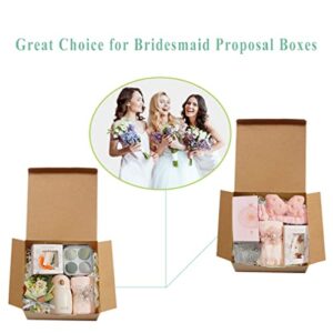 Brown Valentine's Day Gift Boxes 10 Pack 8x8x4 Inches, Paper Gift Box for Gift Packaging, Bridesmaid Proposal Box, Groomsmen Proposal Box, Birthday Party Box- Extra 20M String, 100g Shredded Paper Filler, 20xStickers