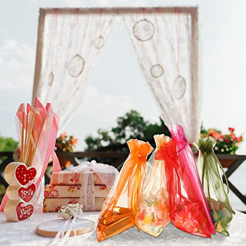 150 Pieces Organza Bags Drawstring Gift Bags 6 x 9 Inch Mesh Gift Bags Bulk Wedding Gift Bag Sheer Jewelry Candy Treat Bags for Wedding Festival Birthday Party Baby Shower Candy Storage (Multicolor)