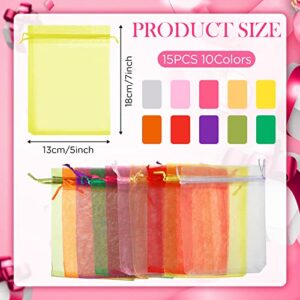 150 Pieces Organza Bags Drawstring Gift Bags 6 x 9 Inch Mesh Gift Bags Bulk Wedding Gift Bag Sheer Jewelry Candy Treat Bags for Wedding Festival Birthday Party Baby Shower Candy Storage (Multicolor)