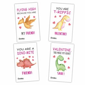 2.1″ x 3.5″ valentine’s day gift wrap self adhesive stickers | dinosaur theme happy valentine’s day gift wrapping decorations and supplies for kids | 40 gift stickers-bgj-002
