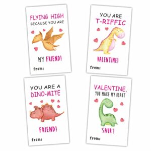 2.1" x 3.5" Valentine's Day Gift Wrap Self Adhesive Stickers | Dinosaur Theme Happy Valentine's Day Gift Wrapping Decorations and Supplies for Kids | 40 Gift Stickers-BGJ-002