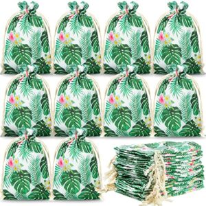 saintrygo 20 pack luau gift bags with drawstring hawaiian party favor summer tropical palm leaf candy bags goodies treat bag small jewelry pouches for luau hawaii party birthday supplies (4 x 6 inch)