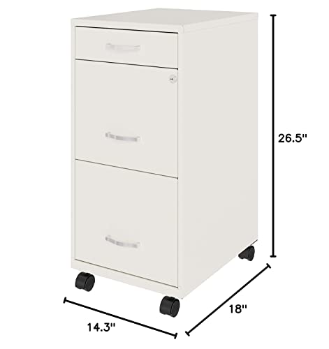 Lorell SOHO Box Mobile File Cabinet, 26.5 x 14.3 x 18 in, White