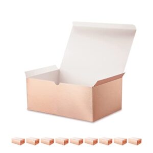 rosegld 10 gift boxes 9.5×6.5×4 inches, gift boxes with lids, rose gold gift boxes, bridesmaid proposal boxes for light weight gifts (glossy rose gold with grass texture)