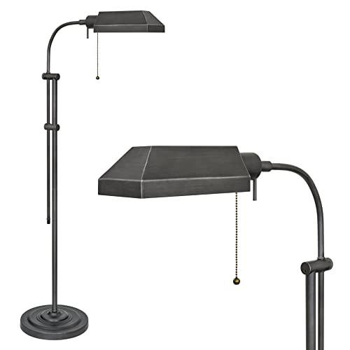 Kira Home Prescott 58" Adjustable Standing Pharmacy Floor Lamp, Brushed Pewter Finish, Includes 6W LED Bulb (60W eq.) Energy Efficient, Eco-Friendly