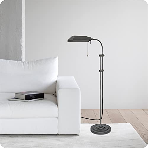 Kira Home Prescott 58" Adjustable Standing Pharmacy Floor Lamp, Brushed Pewter Finish, Includes 6W LED Bulb (60W eq.) Energy Efficient, Eco-Friendly