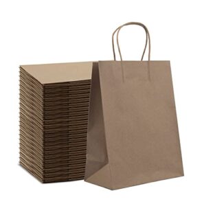amazon basics kraft paper gift bags with handles 8×4.25×10.5 brown, 100 pack