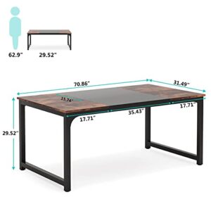 Tribesigns Conference Table, 6FT Meeting Seminar Table Rectangular Meeting Room Table, 70.8L x 31.5W x 29.5H, Rustic Brown/Black