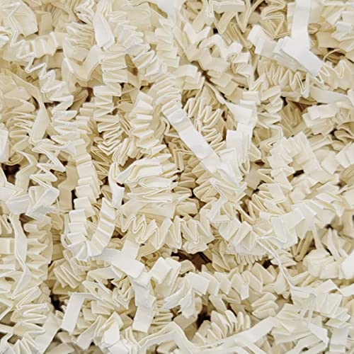 MRMX (1/2 lb) 8oz Crinkle Cut Paper Shred Fillers in Zip Lock Bag for Gift Baskets, Bags, Boxes. Make Gifts Look Pretty! IVORY