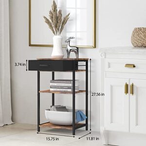 Industrial Printer Stand Rack 3 Tier Printer Table with Storage Printer Shelf with File Drawer Sofa Side Tables Nightstand for Bedroom Machine Stand Holder for Office and Home, Brown