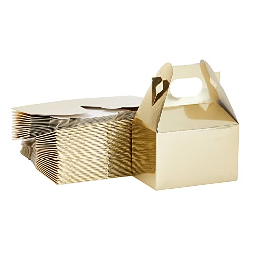 Juvale 36 Pack Small Gold Gable Boxes for Party Favors, Baby Shower, Wedding, Birthday (4 x 2.5 In)