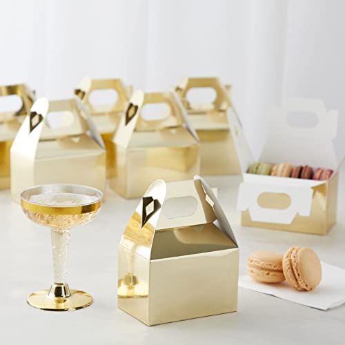 Juvale 36 Pack Small Gold Gable Boxes for Party Favors, Baby Shower, Wedding, Birthday (4 x 2.5 In)