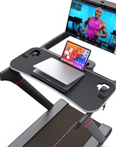 new tread laptop tray, treadmill desk tray, upgrade 36″ treadmill laptop holder, ergonomic treadmill laptop desk with protective guard & tablet holder for phone, exercise workstation, easy mount tray