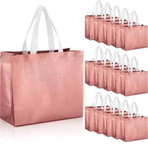72 pack reusable gift bags with handles glossy reusable grocery bags tote bags for wedding bridesmaid birthday christmas(rose gold)