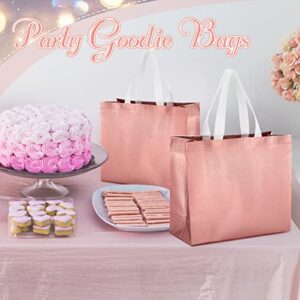 72 Pack Reusable Gift Bags with Handles Glossy Reusable Grocery Bags Tote Bags for Wedding Bridesmaid Birthday Christmas(Rose Gold)