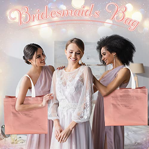 72 Pack Reusable Gift Bags with Handles Glossy Reusable Grocery Bags Tote Bags for Wedding Bridesmaid Birthday Christmas(Rose Gold)