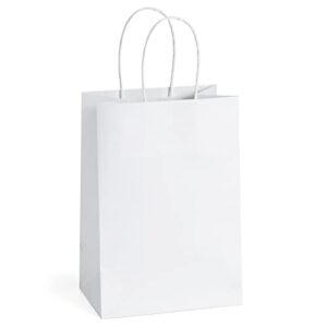bagdream kraft gift paper bags 25pcs 5.25×3.75×8 inches small paper gift bags white paper bags with handles paper shopping bags party favor bags 100% recyclable kraft paper bags sacks